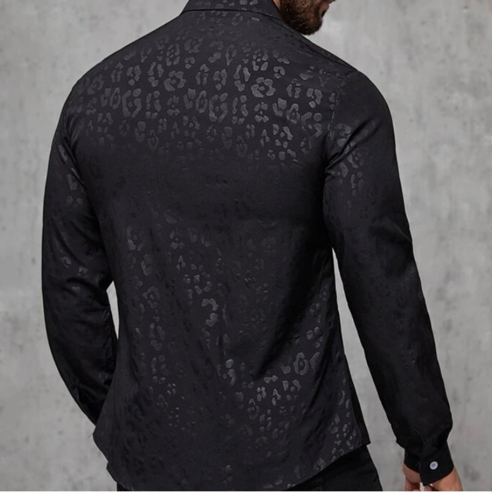 Black leopard print shirt